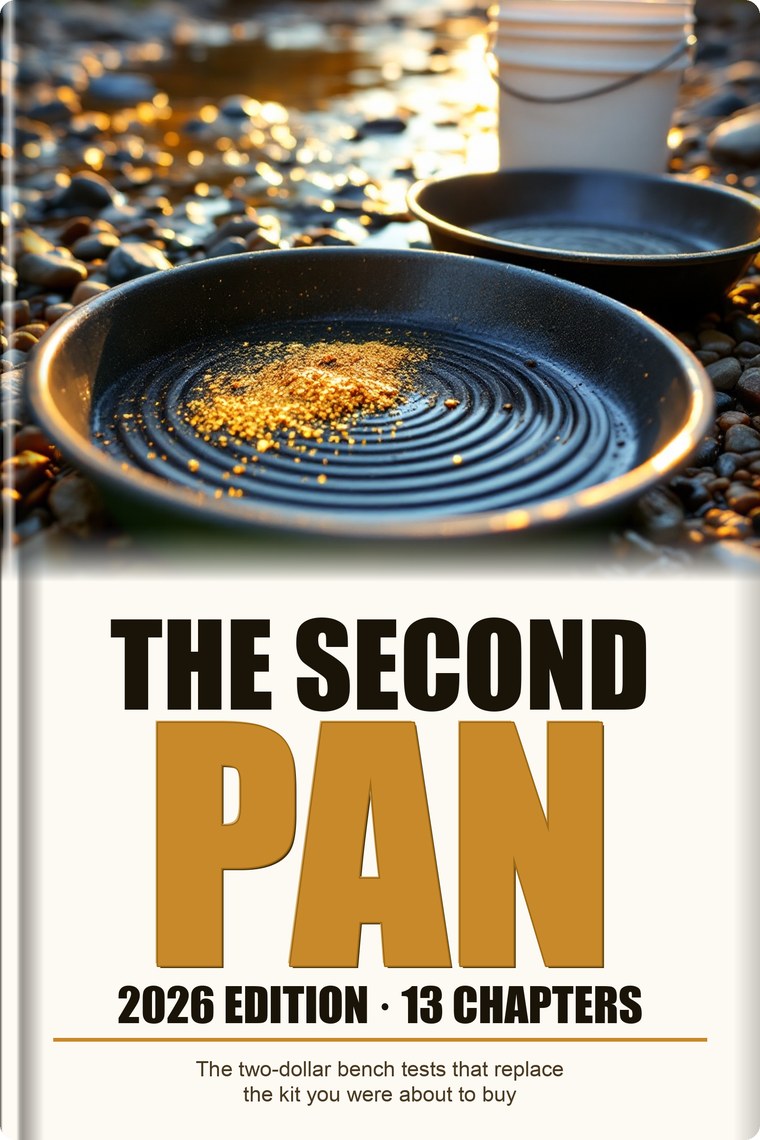 Cover of The Second Pan, 2026 edition: a green pan and a second bucket on river gravel.